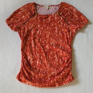 Michael Kors Abstract Short Sleeve Top Watercolor Fire Flame